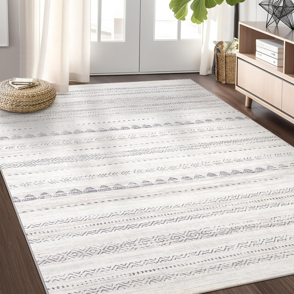Nakagishi Boho 4x6 Area Rug Living Room Rugs Machine Washable Gray
