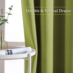NICETOWN Fresh Green Room Darkening Curtains 102 inch Length, Grommet Energy Saving Thermal Drapes Sound Reducing Heat Blocking Window Treatments for Living Room, 2 Panels, W52 x L102