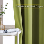 NICETOWN Fresh Green Room Darkening Curtains 102 inch Length, Grommet Energy Saving Thermal Drapes Sound Reducing Heat Blocking Window Treatments for Living Room, 2 Panels, W52 x L102