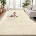 5x7 Area Rug for Living Room: Fluffy Shag Soft Washable Rugs Fuzzy Plush Indoor Carpet for Bedroom Nursery Playroom Dorm Kids Girls Boys Room (Cream White, 5'x7')