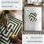 3x5 Modern Entry Rug - Small Washable Indoor Outdoor Mats for Front Door Non-Slip Porch Rug Green White Geometric Striped Throw Rugs for Living Room Bedroom Entryway Kitchen Office Porch Decor
