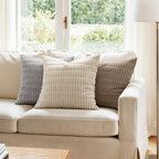 MIULEE Corduroy Decorative Throw Pillow Covers 16x16 Cream White Pack of 2
