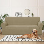 U-NICE HOME 4 Seater Stretch Couch Cover for 3 Cushion Sofa, Sand