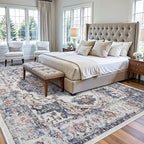 Washable Large 9x12 Area Rug: Living Room Oriental Non Slip Soft Rugs Indoor Low Pile Stain Resistant Carpet for Bedroom Dining Room Farmhouse Distressed Thin Home Decor Floor Mat (9x12 Brick)