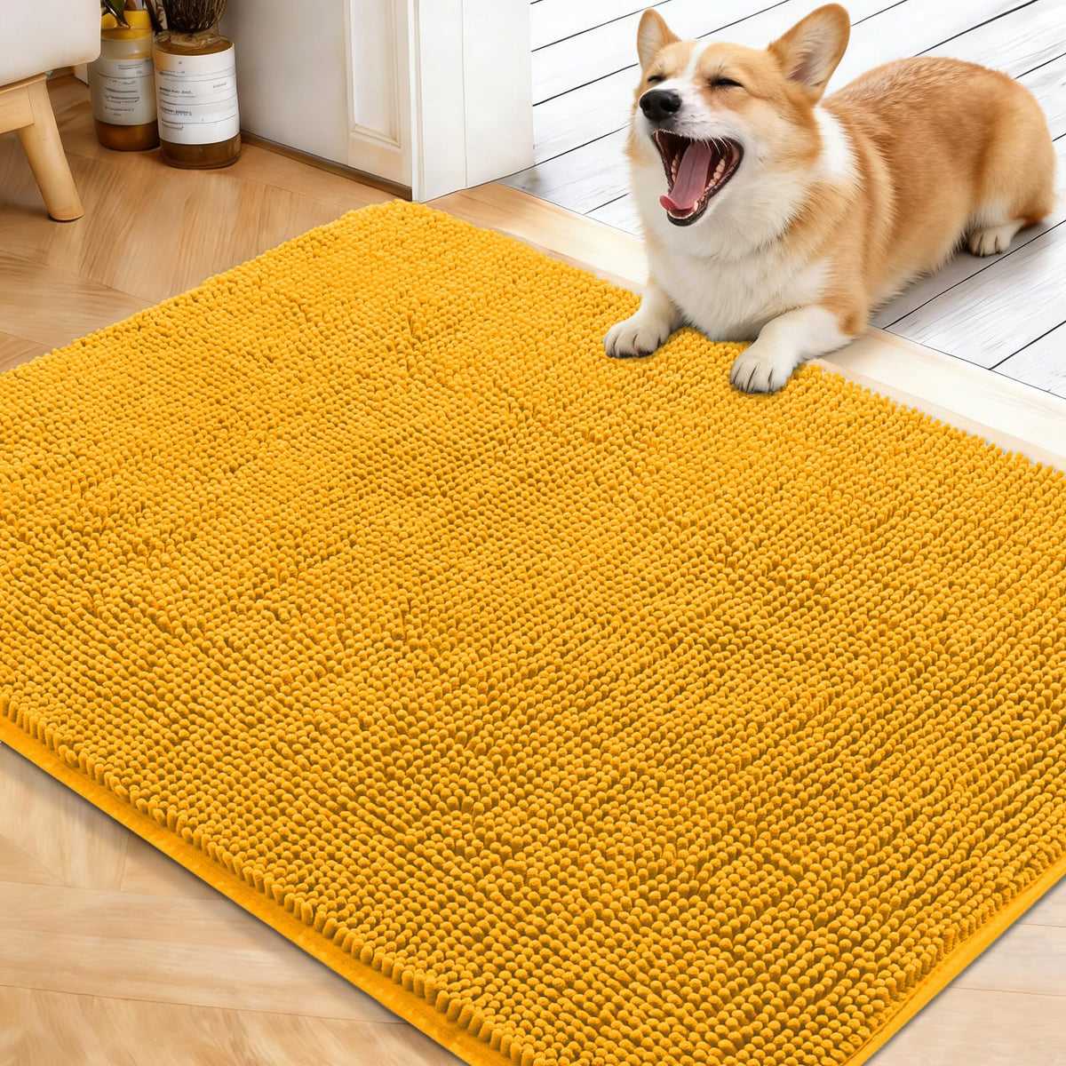 OLANLY Dog Door Mat for Muddy Paws 40x32, Super Absorbent Chenille Mud Mat