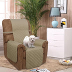 U-NICE HOME Recliner Chair Covers Reversible Chair Cover Pet Covers for Dogs with Elastic Straps Water Resistant Diamond Quilted (28''Recliner Oversized, Light Camel/Beige)