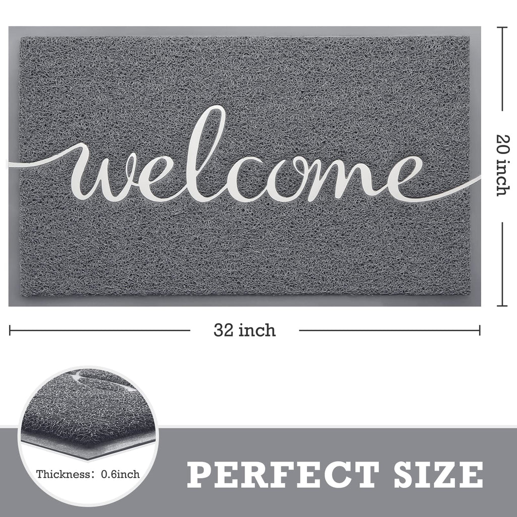 Grey Door Mat Welcome Mats Outdoor Indoor Doormat for Entryway Floor Mat
