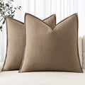 MIULEE Decorative Linen Euro Sham Pillow Covers 28x28 Inch Khaki