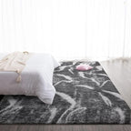 TWINNIS Super Soft Shaggy Rugs Fluffy Carpets, 6x9 Feet, Indoor Modern Plush Area Rugs for Living, Bed Room Kids Room Nursery Home Decor, Upgrade Anti-Skid Rectangular Fuzzy Rug, Black Grey