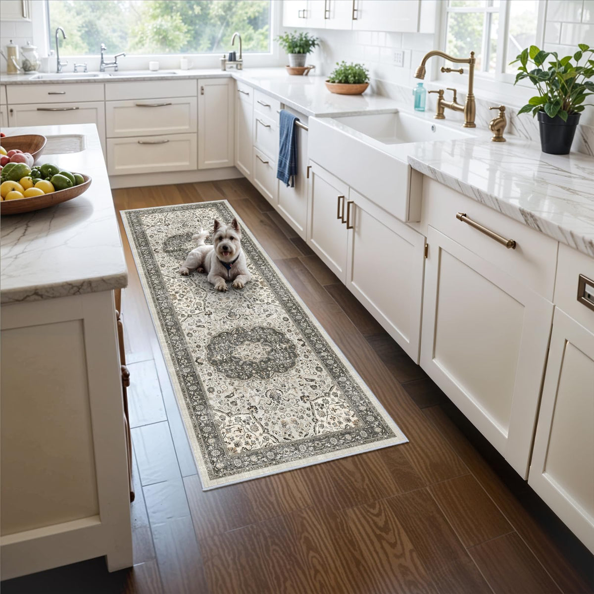 2x5 Washable Hallway Runner Rug: Indoor Farmhouse Non-Slip Entry Kitchen Rugs Oriental Thin Light Weight Carpet for Living Room Bedroom Soft Water Resisitant Floor Mat for Bathroom Laudry(2X5,Brick)