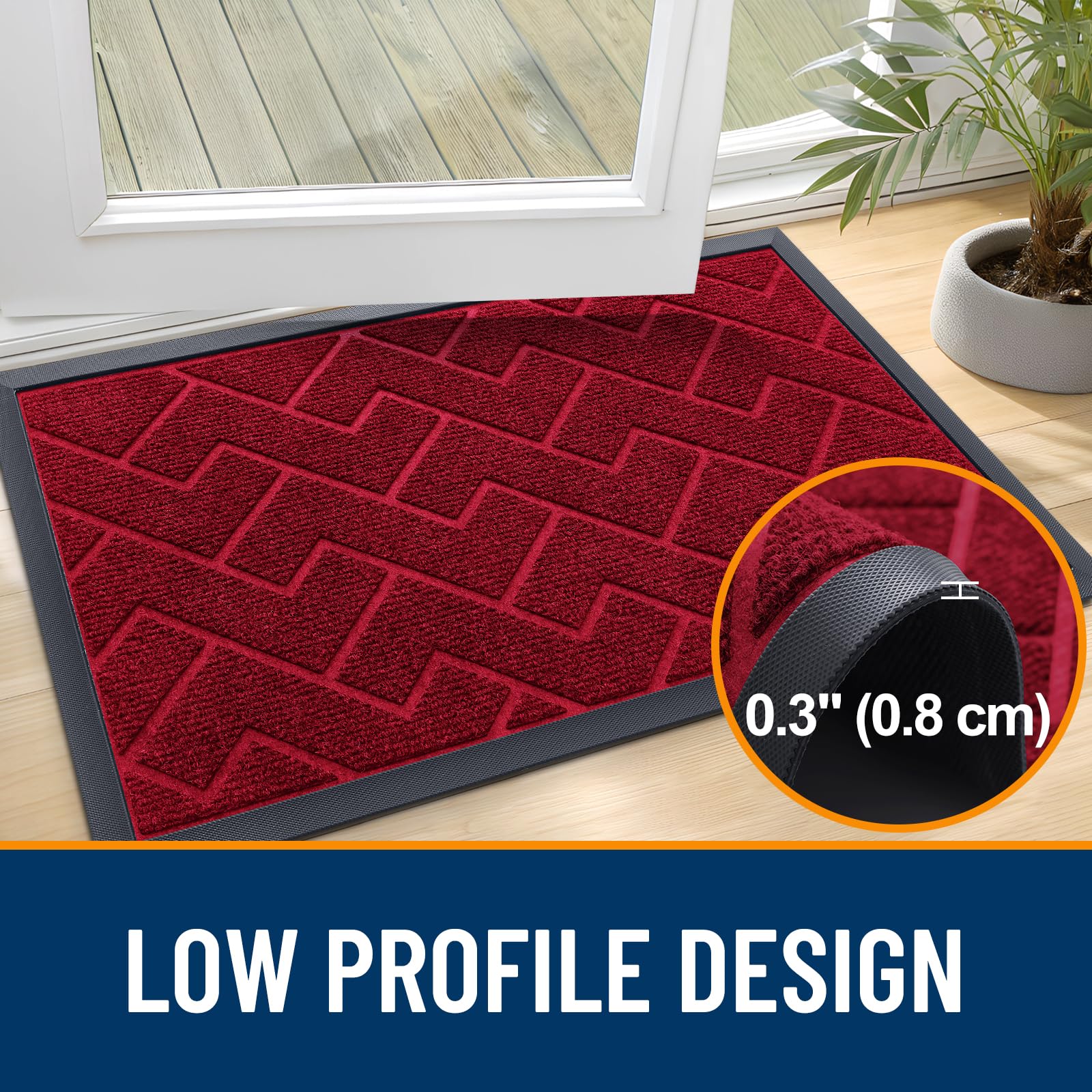 OLANLY Front Door Mat Outside 59x23, All-Season Absorbent Rubber Doormat