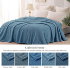 Whale Flotilla Twin Size Fuzzy Fleece Blanket, Fluffy Warm Soft Jacquard Bed Blankets for All Season, Lightweight and Cozy, 60x80 Inch, Slate Blue