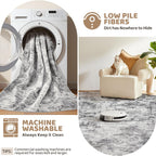 UERMEI 2x10 Washable Runner Rug for Hallway, Non Slip Low Pile Kitchen Carpet, Neutral Modern Abstract Indoor Floor Mat for Entryway Laundry, Kid & Pet Safe High Traffic Area, Grey