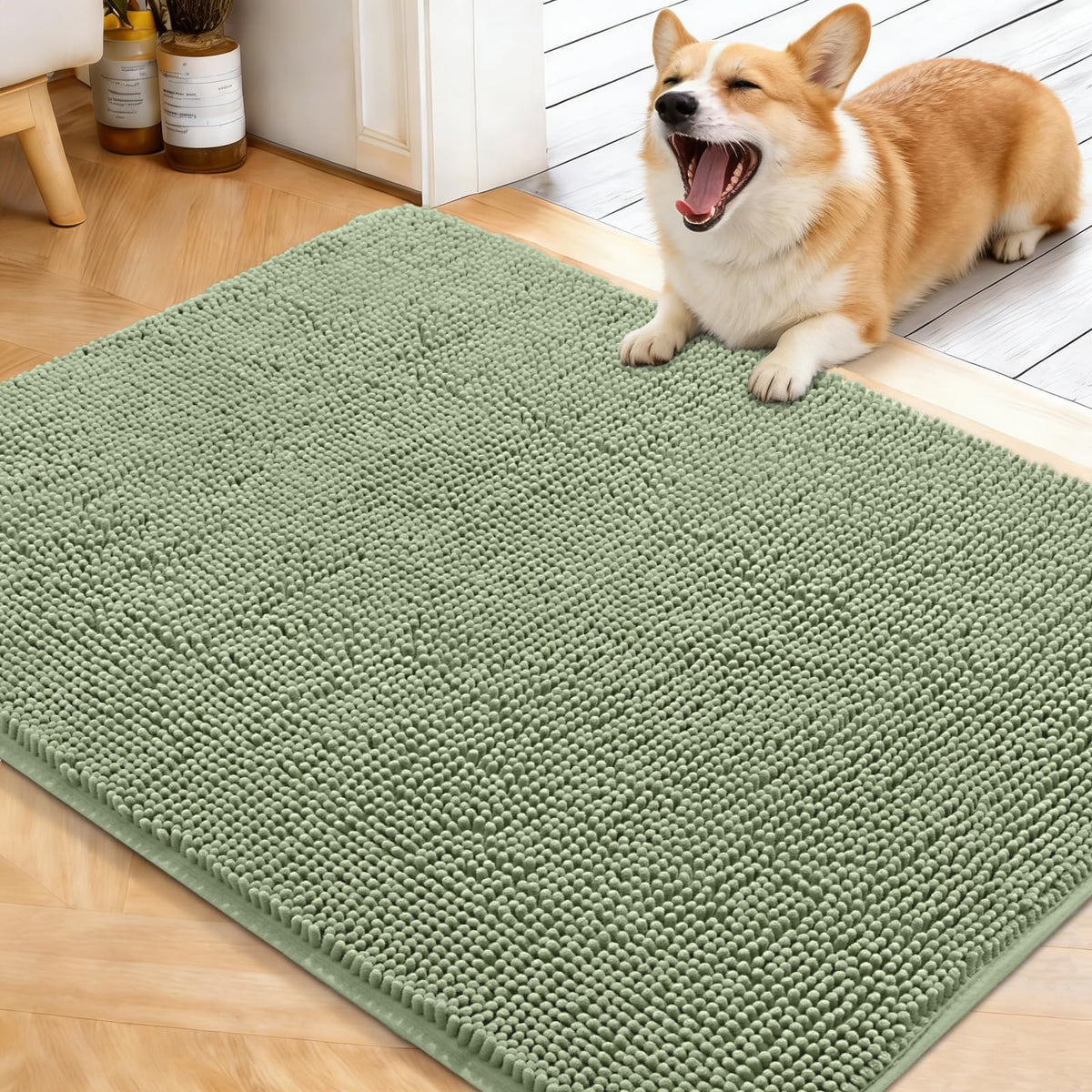 OLANLY Dog Door Mat for Muddy Paws 40x32, Super Absorbent Chenille Mud Mat