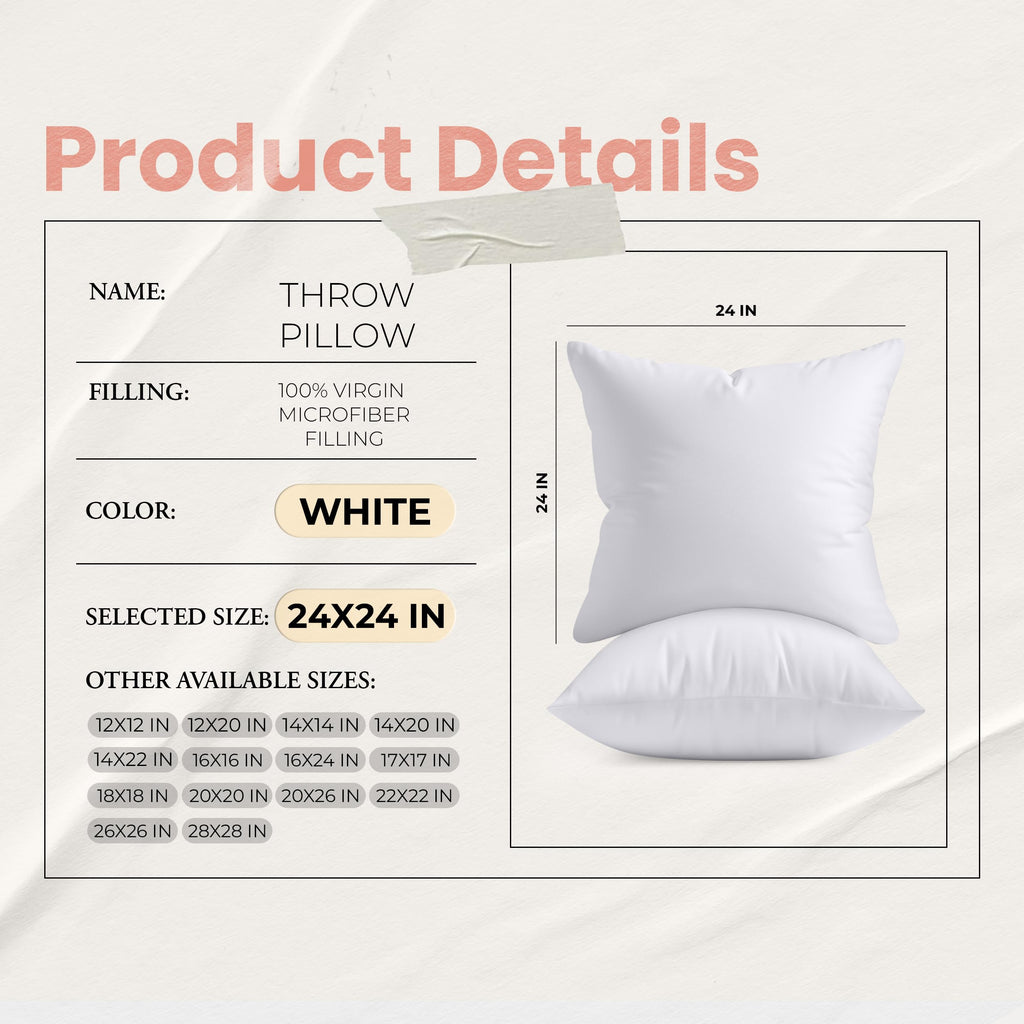 Utopia Bedding 24x24 Pillow Inserts, White Throw Pillows for Couch, 2 Pack