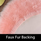 Latepis Pink Circle Round Rug 3ft Faux Fur Sheepskin Rugs for Living Room Fuzzy Rugs for Teen Girls Bedroom Teen Room Dorm Cute Rug Room Décor