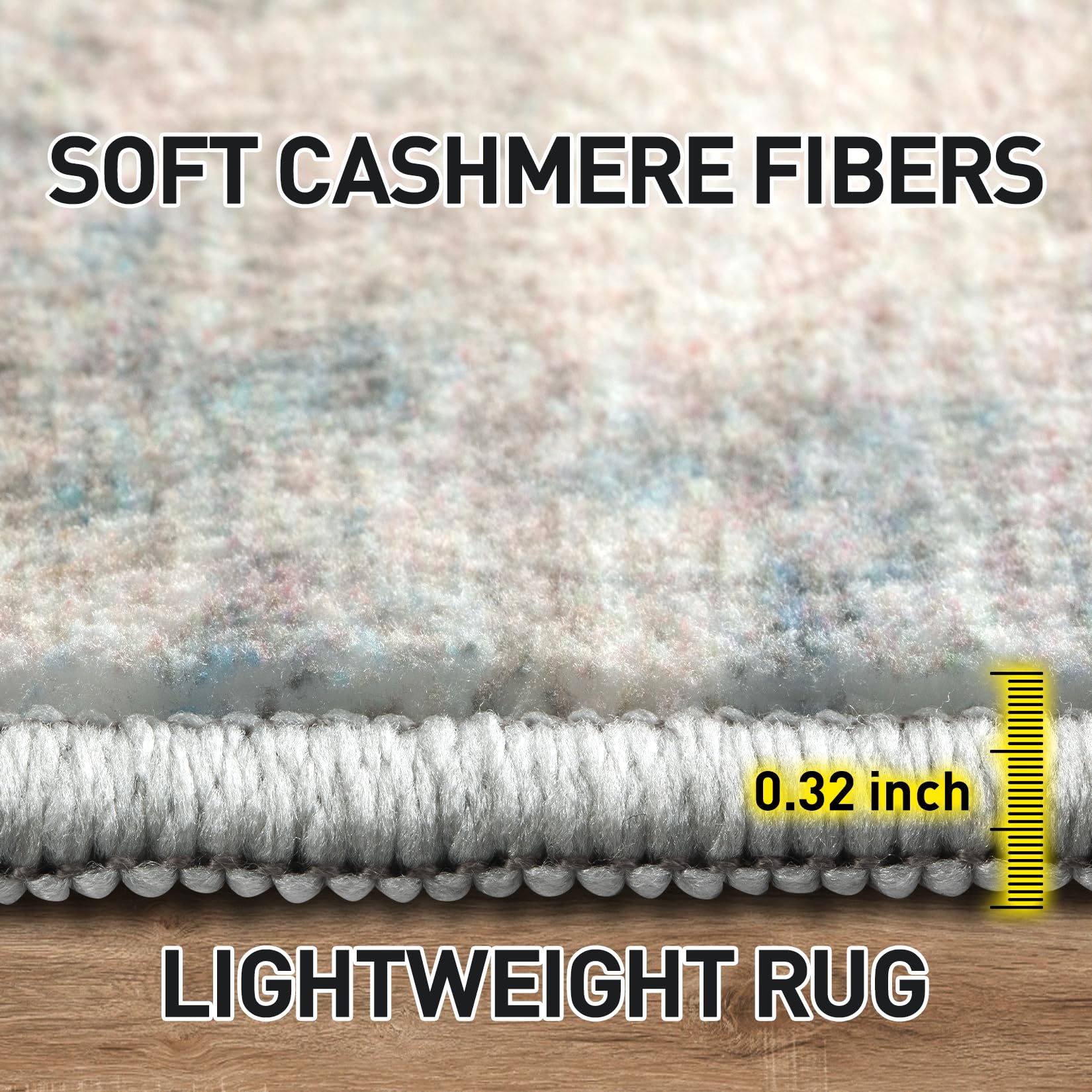 9x12 Area Rugs for Living Room: Washable Abstract Multi Color Carpet