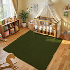 Amearea 4x4 Square Area Rug for Bedroom Living Room, Olive Green Fluffy Rug