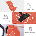 Smiry Dog Door Mat for Muddy Paws, Absorbent Dirt Trapper Non Slip Quick Dry Washable Chenille Mat for Mud Dogs, Entry Rug for Indoor and Outdoor (30x20 Inches, Coral and White)