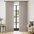 MIULEE Pinch Pleated Thick Linen Curtains 96 Inches Long 2 Panels for Living Room Bedroom, Memory Trained Pleat Drapes Light Filtering Taupe Semi Sheer Window Curtains Hooks Rings Back Tab