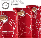 Deconovo Christmas Red Curtains, Blackout Drapes, Soundproof Curtain, Silver Print, 42 x 84 Inch Long, 2 Panels, Machine Washable Window Panel for Living Room Bedroom Festival Party Decoration Kitchen