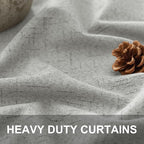 Extra Long White Gray Blackout Curtains 108 Inch Long for Living Room 2 Panel Lightweight Linen Textured Total Black Out Darkening Light Grey Drape for Sliding Glass Doors Back Tab Pocket 9ft Length