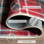Christmas Front Door Mat Indoor Entrance - 2x3 Ft Non-Slip Doormat Outdoor Rug Small Red Holiday Tartan Plaid Entry Rug for Layered Door Mats Front Porch Entryway Kitchen New Year Decor