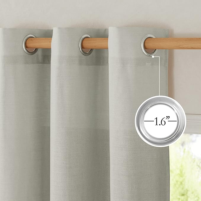 NICETOWN Rustic Linen 144 inch Long Curtains for Living Room, Grommet Privacy Added Thick Linen Weave with Light Filter Window Curtains & Drapes for Bedroom, Gray, W55 x L144, 2 Panels