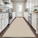 KOZYFLY Long Runners for Hallways 3x12 ft Washable Kitchen Runner Non Slip Rubber Backed Hallway Rugs Cotton Entryway Runner Rug Floor Carpet for Indoor Hall, Backdoor, Kitchen, Ivory/Khaki