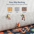 Rugflix 2x6 Runner Rug for Hallway, Washable Kitchen Runner Non Slip, Soft Low Pile Entryway Carpet, Vintage Floral Stain Resistant Long Laundry Room Rugs for Bedroom, Stairs