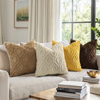 decorUhome Faux Fur Light Brown Khaki Throw Pillow Covers 26x26 Set of 2