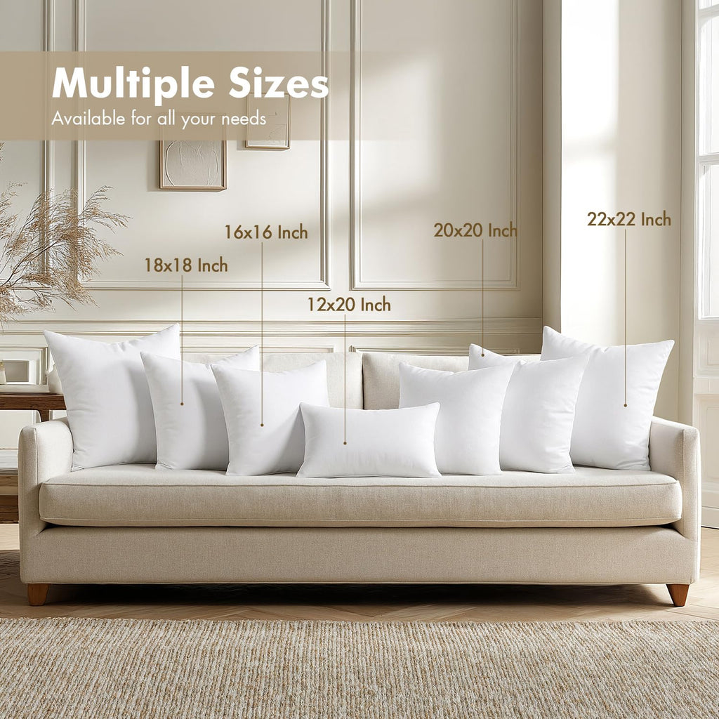 MIULEE 12x12 Pillow Inserts 4 Pack, 100% Virgin Fiber Filling Throw Pillows