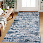 Lansny Modern Abstract Small Area Rug Indoor 3x5 Washable Rug Non-Slip Soft Entryway Rug Grey Blue White Kitchen Mats Thin Print Faux Wool Floor Carpet Throw Rugs for Entrance Bedroom Home Decor
