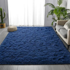 Deerhoo Large Shag Area Rugs 5 x 8, Plush Fuzzy Rugs for Living Room, Ultra Soft Fluffy Furry Rug for Bedroom, Indoor Carpet Nursery Rugs for Kids Room Home Decor, Navy Blue