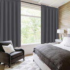 DWCN Wide Blackout Curtains for Bedroom 60 x 63 Inch Long Dark Grey