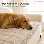 Smiry Couch Cover for Dogs Washable, Non Slip Fuzzy Pet Couch Covers for 3 Cushion Sofa Pet Friendly, Thick Soft Sofa Slipcovers Cushion Protector (Apricot, 27.6" x 88")