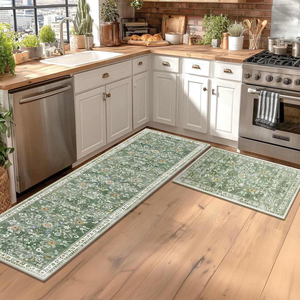 Yamaziot Washable 2x3 Area Rugs Small Entryway Non Slip Rug, Sage Green