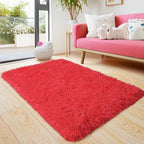 Pionblank Fluffy Small Rug for Bedroom 2x3 Feet, Shag Soft Area Rug for Bedside, Modern Plush Cute Carpet for Kids Girls Boys Room Nursery Decor, Red