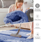OLANLY 6x9 Machine Washable Large Area Rugs for Living Room, Bedroom, Soft Fluffy Shaggy Bedside Rug, Indoor Floor Carpet for Kids Girls and Boys, Dorms, Nursery, Home Decor Aesthetic, Denim Blue