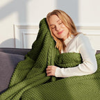 Whale Flotilla Queen Size Fuzzy Fleece Blanket, Fluffy Warm Soft Jacquard Bed Blankets for All Season, Lightweight and Cozy, 90x90 Inch, Olive