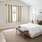MIULEE Cream Beige Blackout Curtains - Thermal Insulated Bedroom Curtains Room Darkening Drapes for Living Room Kitchen Grommet Top Light Blocking Window Treatment, 40 x 45 Inches Long, 2 Panels