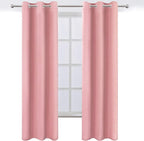 LEMOMO Pink Blackout Curtains 34 x 84 Inch Length/Set of 2 Curtain Panels/Thermal Insulated Room Darkening Blackout Curtains for Bedroom
