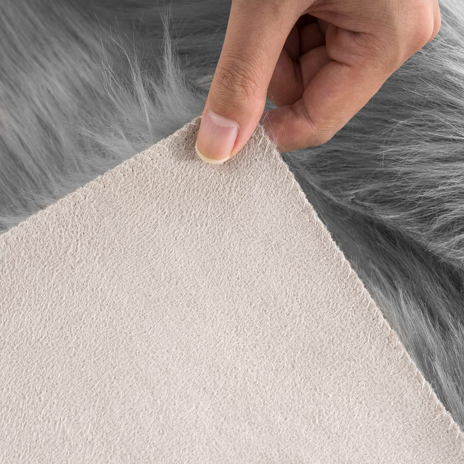 Ciicool Fluffy Area Rug, 4x6 ft Grey Faux Fur Rug for Bedroom Living Room