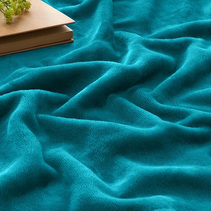BEDELITE Fleece Blanket Soft Plush Throw for Couch Teal Blue 50"x60"