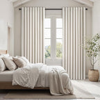 Extra Wide 60 Inch Blackout Curtains 96 Inches Long for Living Room Natural Rustic Textured Linen Back Tab Pleated Dining Room Office Insulated Ceiling Track Window Drapes 60"W x 96"L 2 Panels