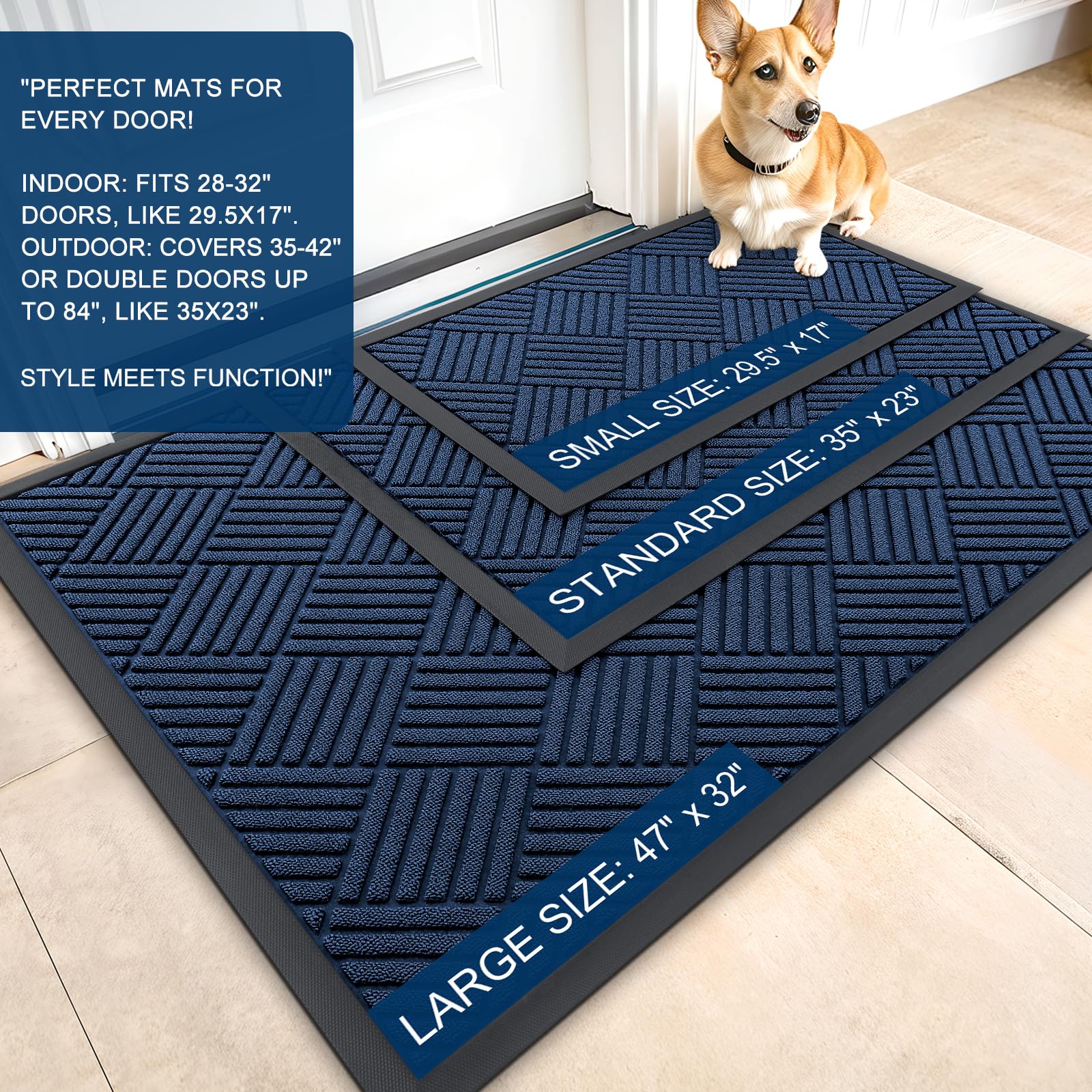 OLANLY Front Door Mat Outside Entrance 71x47, Waterproof Heavy-Duty Doormat