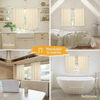 LAMIT Beige Linen Curtains for Windows 2 Panels Set, 48 Inch Linen Textured Light Filtering Bedroom Drapes Rod Pocket Boho Window Treatment Panels for Farmhouse/RV Camper/Loft, 42 x 48 Inch