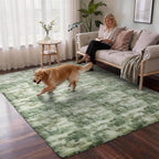 Ophanie Green and White Area Rugs for Living Room 5x7, Fluffy Shag Large Fuzzy Plush Soft Carpets, Floor Shaggy Rugs for Bedroom, Carpet for Kids Boys Girls Dorm Nursery Home Decor Aesthetic