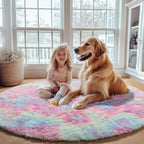 ONASAR Rainbow Round Rugs 6ft for Living Room Bedroom, Fluffy Circle Area Rug for Kids Girls Boys Teen, Soft Plush Shaggy Carpet for Nursery Dorm Classroom Playroom Home Decor Aesthetic
