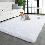 TWINNIS Super Soft Shaggy Rugs Fluffy Carpets, 10x14 Feet, Indoor Modern Plush Area Rugs for Living Room Bedroom Kids Room Nursery Home Decor, Upgrade Anti-Skid Rectangular Fuzzy Rug, White